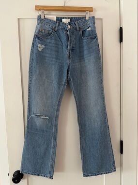 H&M NWT light blue flare high waist ankle length denim jeans size 4
